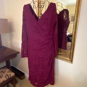 Elegant Lace Burgundy Dress